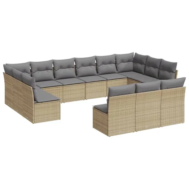 Zestaw mebli ogrodowych modułowych beżowy, rattan PE, wymiary 55x62x69 cm