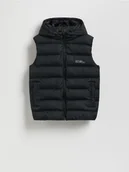 Kurtki i płaszcze dla chłopców - Reserved - Pikowana kamizelka z kapturem - czarny - miniaturka - grafika 1