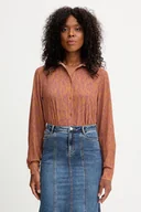 Koszule damskie - Silvian Heach koszula RAPANE damska kolor brązowy regular z kołnierzykiem klasycznym GPA25413CA - miniaturka - grafika 1