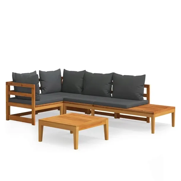 Zestaw mebli ogrodowych z litego drewna akacjowego, ciemnoszary 175 x 66 x