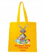 Torby i wózki na zakupy - TORBA ŻÓŁTA NA RAMIĘ ŚWIĄTECZNA WIELKANOC ZAJĄC - miniaturka - grafika 1