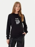 Bluzy damskie - KARL LAGERFELD Bluza A3W20066 Czarny Regular Fit - miniaturka - grafika 1