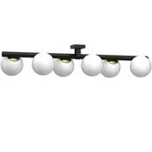 Lampy sufitowe - Czarna listwa ze złotymi dodatkami, białe kule LX 4630 z serii IDRIS - miniaturka - grafika 1