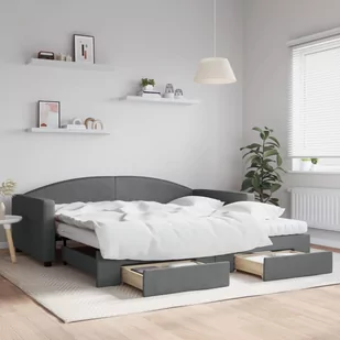 Sofa rozsuwana z szufladami, ciemnoszara, 100x200 cm, tkanina Lumarko! - Łóżka - miniaturka - grafika 1