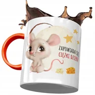 Kubki - Kubek Pomarańczowy z Myszą Myszką Słodki Prezent z Nadrukiem ze Zdjęciem+ Opakowanie na prezent (wzór 01) - miniaturka - grafika 1