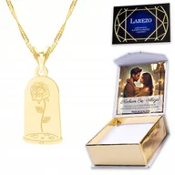 Naszyjniki - Złoty Naszyjnik 925 z Różą Kwiatem Rose Flower Kwiat Kwiatek + NADRUK - miniaturka - grafika 1