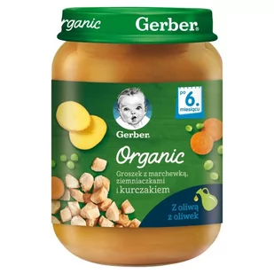 Gerber Nestlé Organic groszek z marchewką ziemniaczkami i kurczakiem po 6 miesiącu 190 g 1146781 - Dania dla dzieci - miniaturka - grafika 1