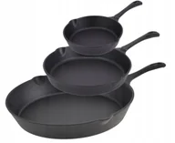 Zestawy garnków i patelni - Zestaw PATELNI 30, 25, 20cm 3x PATELNIA Ciężka ŻELIWNA Głęboka INDUKCJA GAZ - miniaturka - grafika 1