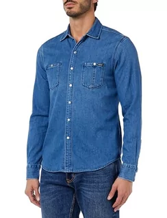 Koszule męskie - Replay męska koszula jeansowa, 009 Medium Blue, XXL - grafika 1