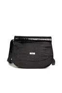 Torebki damskie - Czarna torebka listonoszka motyw krokodyla - miniaturka - grafika 1