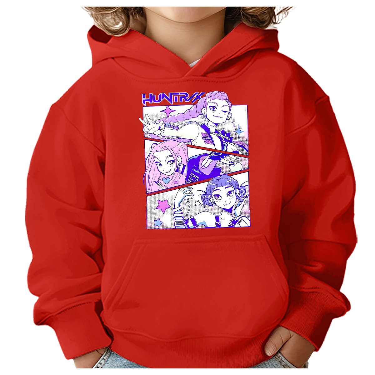 BLUZA DZIECIĘCA K-POPOWE ŁOWCZYNIE DEMONÓW HUNTRIX 134-140 Z KAPTUREM