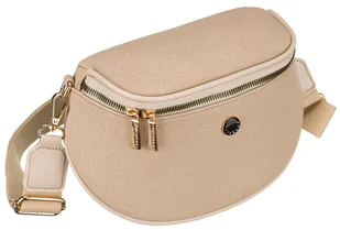 Torebka damska listonoszka PETERSON mała na suwak kieszonki na drobiazgi telefon saszetka na ramię odpinany szeroki pasek z regulacją beżowa - Torebki damskie - miniaturka - grafika 1