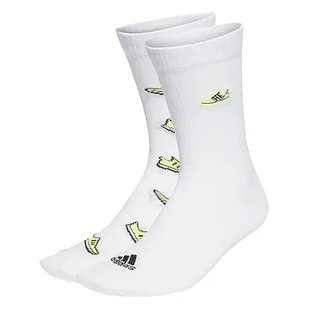 adidas Skarpety Crew, Biały/Przejrzysta Cytryna/Czarny, XX-Large - Skarpetki damskie - miniaturka - grafika 1