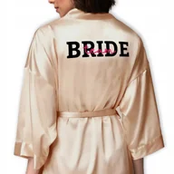 Piżamy damskie - SZLAFROK SATYNOWY ZŁOTY Na Ślub Wesele Dla Panny Młodej TEAM BRIDE Wzory - miniaturka - grafika 1