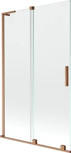 Mexen Velar L parawan nawannowy 2-skrzydłowy rozsuwany 110 x 150 cm, transparent, miedź szczotkowana - 896-110-003-01-65 - Parawany nawannowe - miniaturka - grafika 1