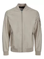 Kurtki męskie - JACK & JONES Męska kurtka skórzana Jjrocky Fs Bomber, Stringi., L - miniaturka - grafika 1