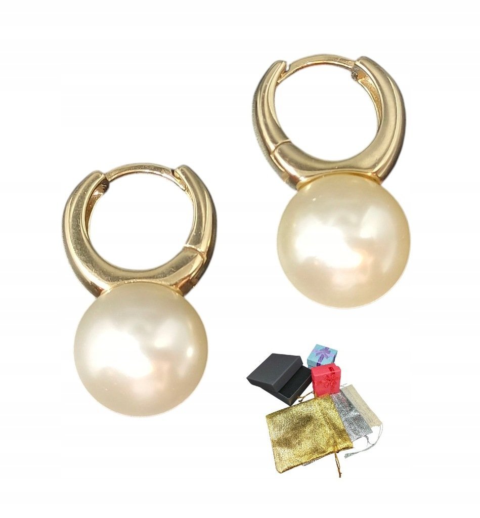 Eleganckie Kolczyki Z Perłą Srebrne Pozłacane pr. 925 Perła Na GwIazdkę