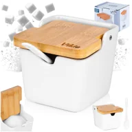 Cukiernice - CUKIERNICZKA CERAMICZNA Z ŁYŻECZKĄ BIAŁA CUKIERNICA POJEMNIK NA CUKIER 250ML VILDE 139676 - miniaturka - grafika 1