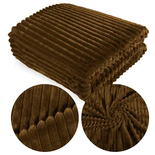 Koc 160x200 Mikrofibra Tłoczona ARDEA Pasy Jednolity Pled Narzuta - Koce - miniaturka - grafika 1