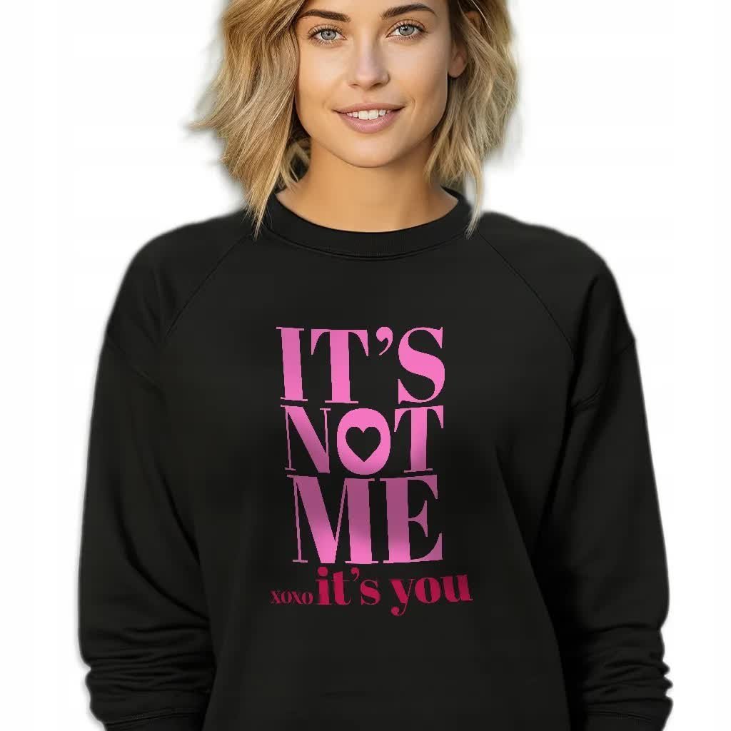 CZARNA BLUZA DAMSKA Dresowa IT'S NOT ME LYRICS WZORY Rozmiar S