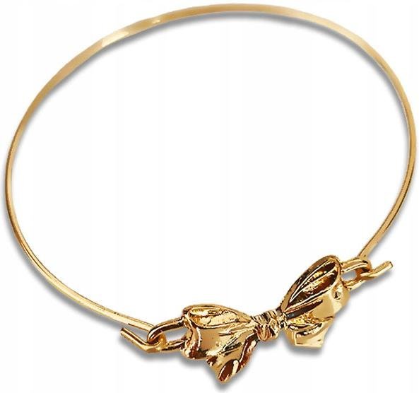 Złota bransoletka bangle pozłacana sztywna z kokardką na prezent