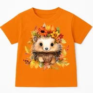 Koszulki dla dziewczynek - Pomarańczowa koszulka z Jeżem na Dzień Jeża - wzór jeż4 - miniaturka - grafika 1
