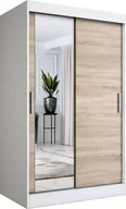 Szafy - MKPOL Szafa przesuwna MODUO COMFORT 120 biała mat/dąb sonoma z lustrem po lewej - miniaturka - grafika 1