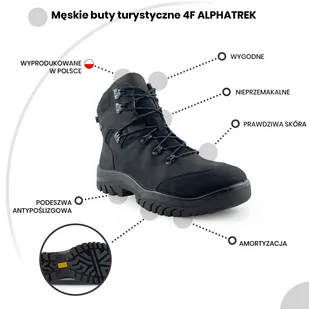 Męskie buty trekkingowe 4F OBMH260 czarne Rozmiar: 42 - Buty trekkingowe męskie - miniaturka - grafika 9