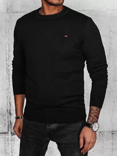 Swetry męskie - Sweter męski gładki czarny Dstreet WX2158 - grafika 1