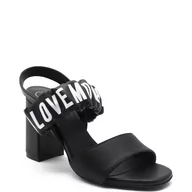 Sandały damskie - Love Moschino Skórzane sandały na słupku - miniaturka - grafika 1