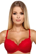 Biustonosze - Biustonosz Push Up Koronkowy Stanik Modelujący Wygodny Polski Czerwony 85F - miniaturka - grafika 1