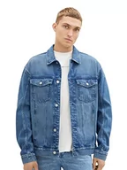 Kurtki męskie - TOM TAILOR Denim Męska kurtka dżinsowa o swobodnym kroju z naszywanymi kieszeniami na piersi, 10119-Znoszony dżins w kolorze średniego kamiennego błękitu, M - miniaturka - grafika 1