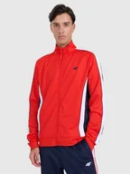 Bluzy męskie - Bluza dresowa rozpinana bez kaptura męska 4F 4FRAW25TSWSM2459-62S Czerwony L - miniaturka - grafika 1