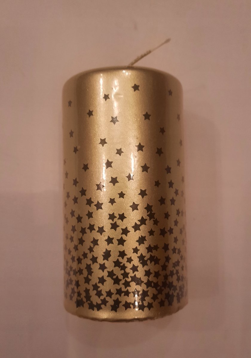Świeca walec złota w czarne gwiazdki 57 x 110 mm Euro Kerze