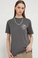 Koszulki sportowe damskie - Tommy Jeans t-shirt bawełniany damski kolor szary - miniaturka - grafika 1