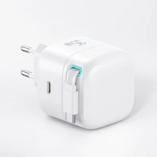 USAMS Ład. siec. 1xUSB-C ze zwijanym kablem USB-C (only head) PD+QC 35W Gan Fast Charging biały/white XMF Series CC202TC02 (US-CC202) - Ładowarki do telefonów - miniaturka - grafika 10
