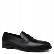 Mokasyny męskie - Geox Mokasyny Skórzane Czarne Wsuwane 42,5 Ż_G - miniaturka - grafika 1