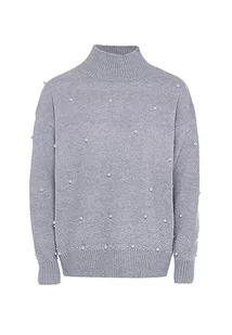 Nascita Damski sweter z cekinami, elegancki sweter akrylowy jasnoszary melanż, rozmiar XS/S, jasnoszary melanż, XS - Swetry damskie - miniaturka - grafika 1
