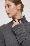 Swetry damskie - Calvin Klein sweter wełniany damski kolor szary ciepły z golfem - miniaturka - grafika 1