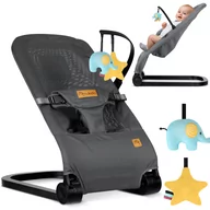 Leżaczki i huśtawki - Leżaczek bujaczek z zabawkami składany kołyska Nukido ciemnoszary - miniaturka - grafika 1