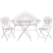 Meble ogrodowe - Zestaw mebli balkonowych z ławką PAVIA Metal Złamana biel - miniaturka - grafika 1
