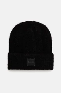 Calvin Klein czapka z domieszką wełny kolor czarny  K60K612596 - Czapki damskie - miniaturka - grafika 1