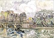 Plakaty - Paris: Le Place Dauphine, Paul Signac - plakat 100x70 cm - miniaturka - grafika 1