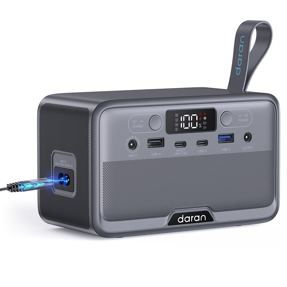 DaranEner YOUYO R100 100W Portable Power Station 4x USB 1x DC and 2x AC Ports 89 6Wh LiFePO4 LED