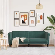 Sofy i kanapy - vidaXL Sofa 3-osobowa, ciemnozielona, tapicerowana aksamitem - miniaturka - grafika 1