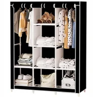 Szafy - MATERIAŁOWA SZAFA CZARNA DUŻA NA ZAMEK SZAFA TEKSTYLNA NA UBRANIA GARDEROBA - miniaturka - grafika 1