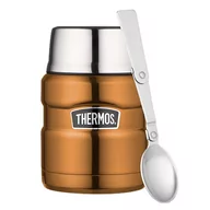 Termosy - Thermos Termos na jedzenie z składaną łyżką i kubkiem 0,47l miedziany TH-173023 - miniaturka - grafika 1