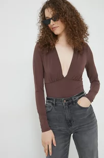 Abercrombie & Fitch body damska kolor brązowy gładka - Body - miniaturka - grafika 1