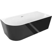 Wanny - Mexen Mia wanna wolnostojąca narożna prawa 140 x 75 cm, biała/czarna, przelew chrom - 52691407575P-01 - miniaturka - grafika 1