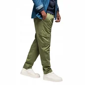 Spodnie męskie - Męskie dzianinowe joggery z kieszeniami cargo oliwkowe V3 OM-PAJO-0199 XL - miniaturka - grafika 1